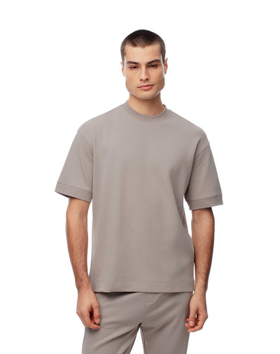 Camiseta oversized fit manga corta taupe