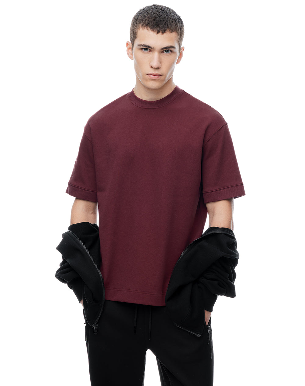 Camiseta relax oversize vino tinto hombre