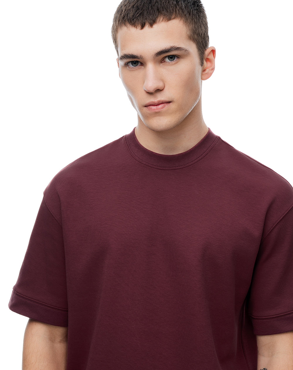 Camiseta relax oversize vino tinto hombre