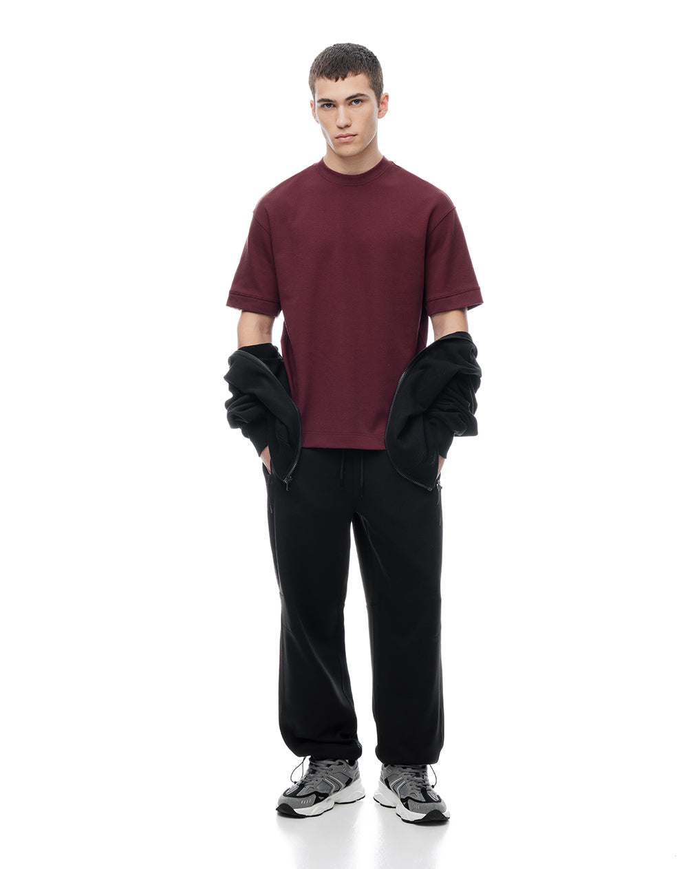 Camiseta relax oversize vino tinto hombre