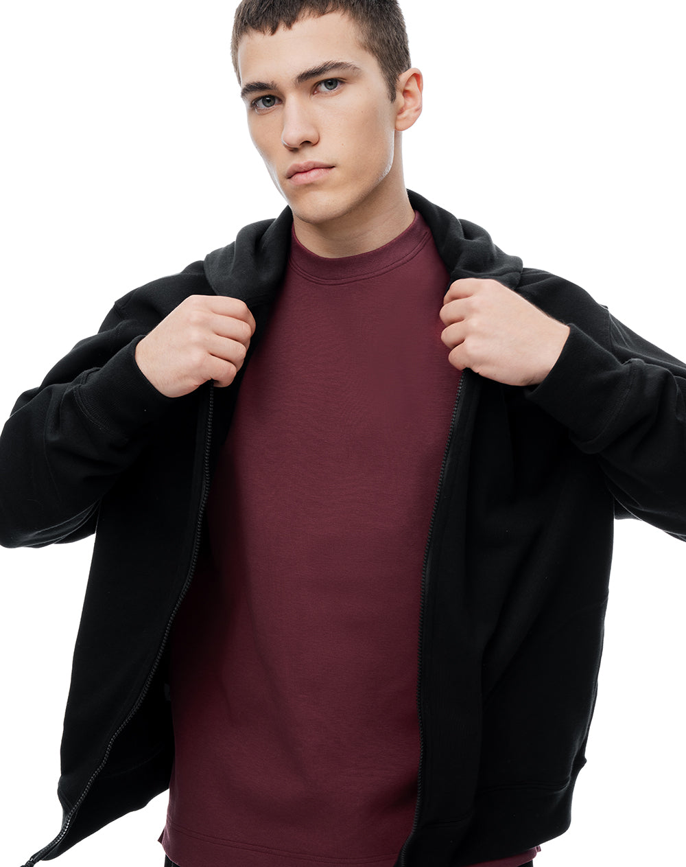 Camiseta relax oversize vino tinto hombre