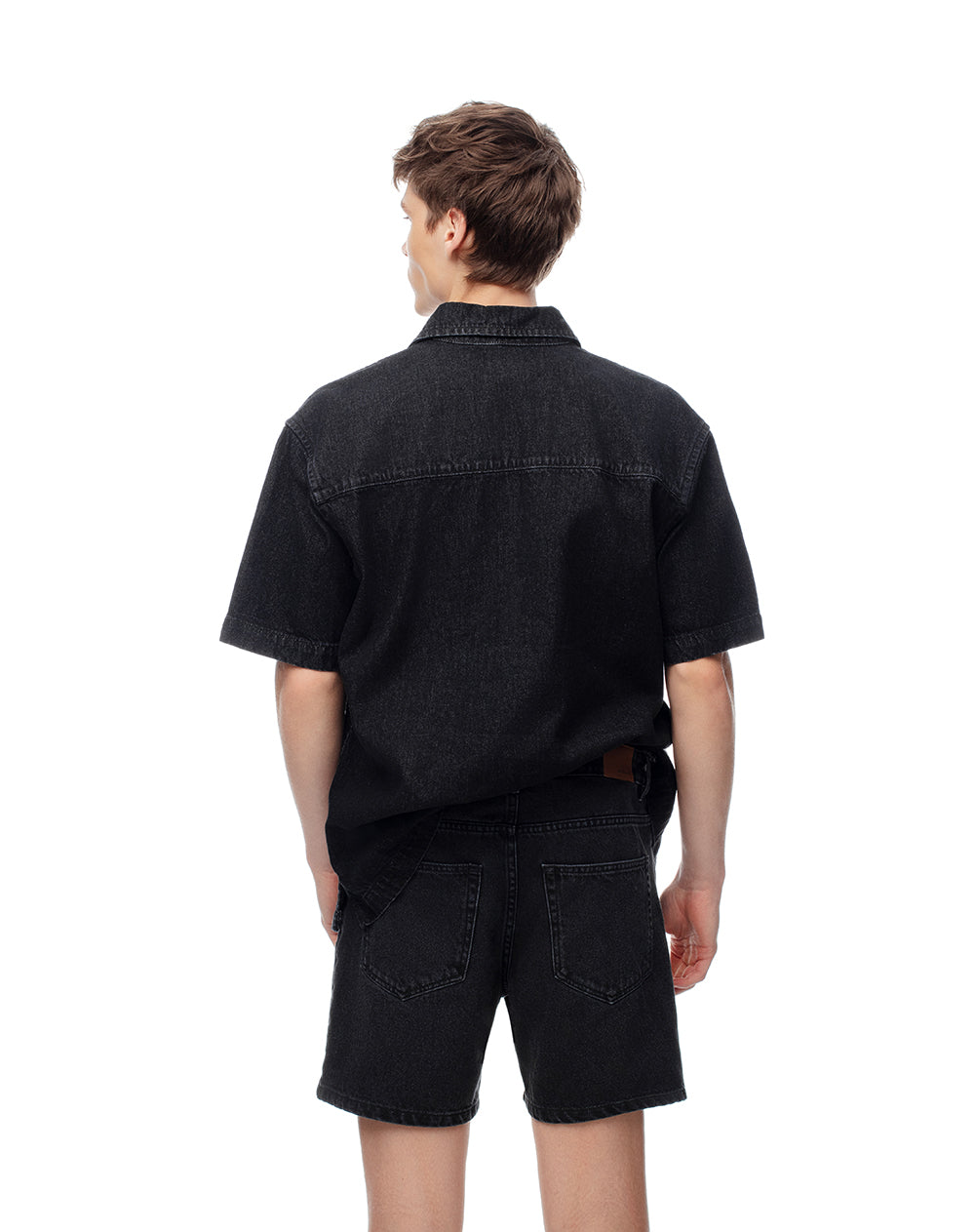Bermuda denim regular negra hombre