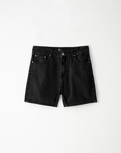 Bermuda denim regular negra hombre