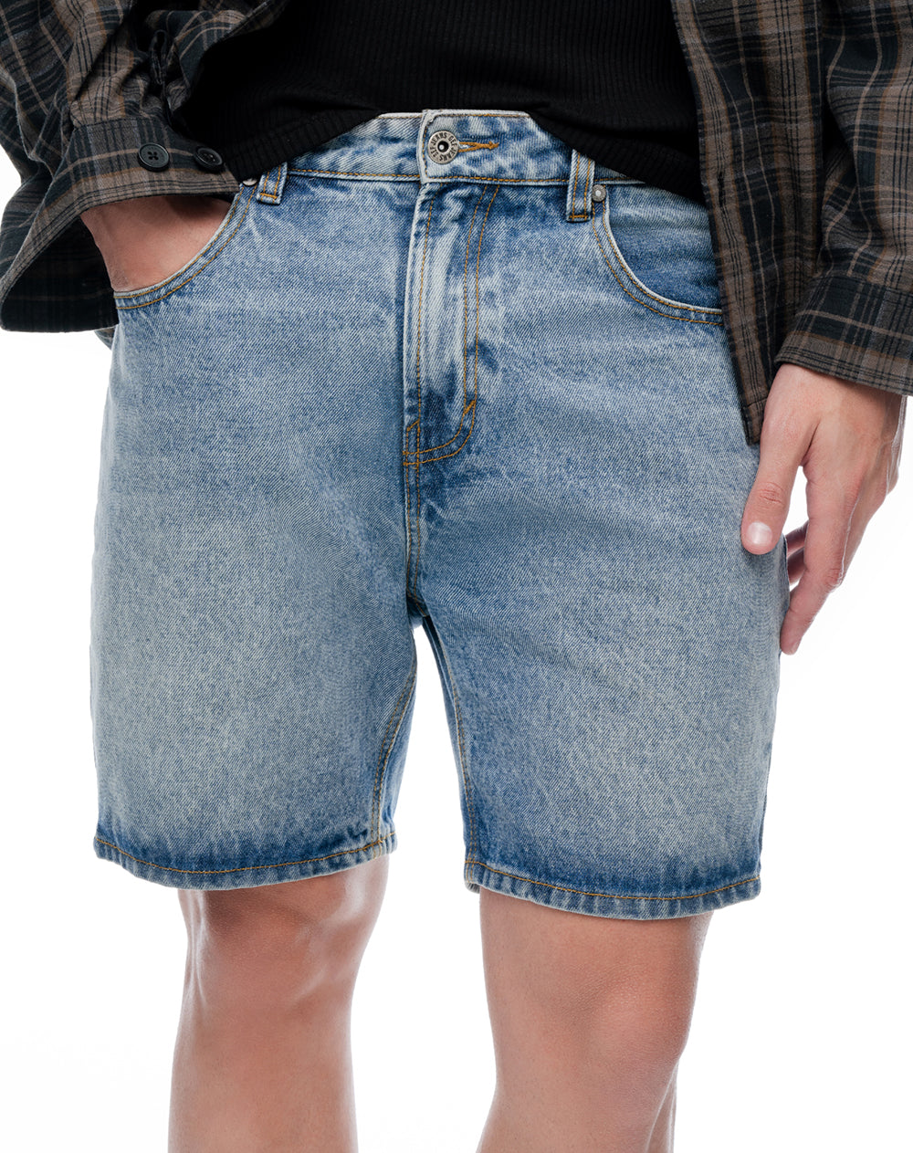 Bermuda denim regular índigo medio hombre