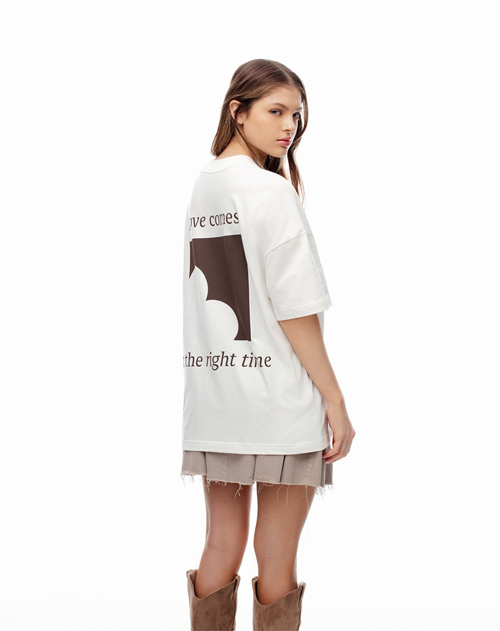 Camiseta regular algodón estampada vainilla unisex