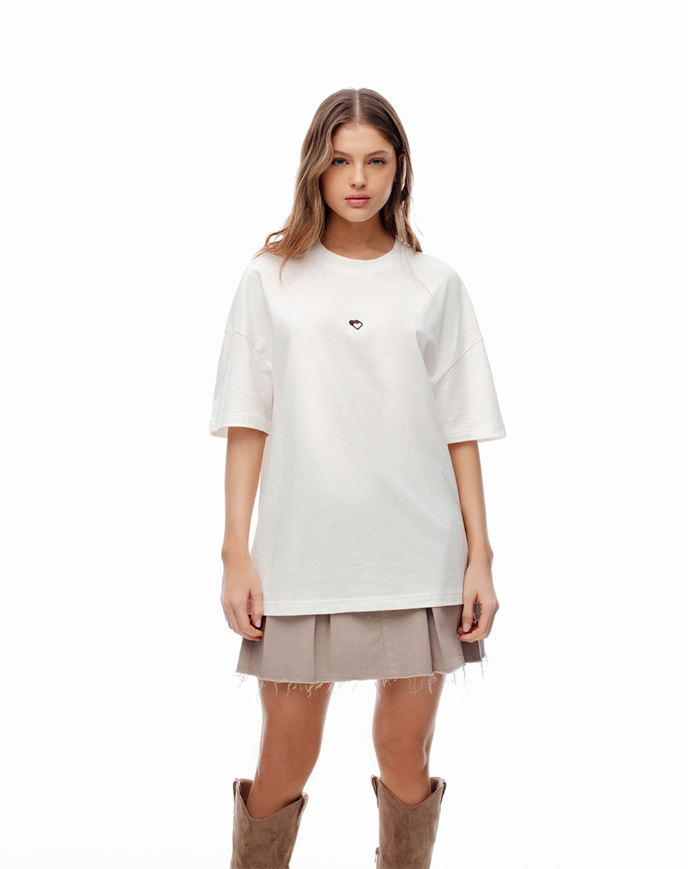 Camiseta regular algodón estampada vainilla unisex