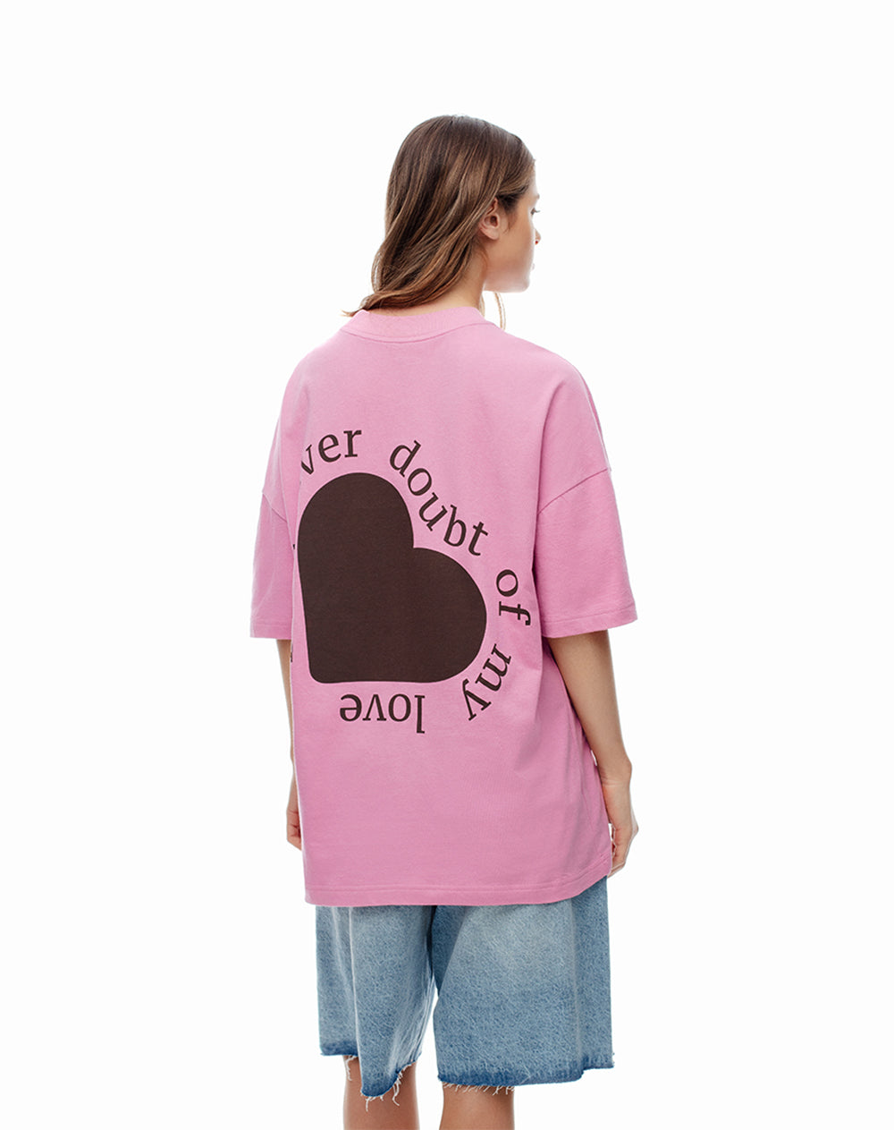 Camiseta regular algodón estampada rosa unisex