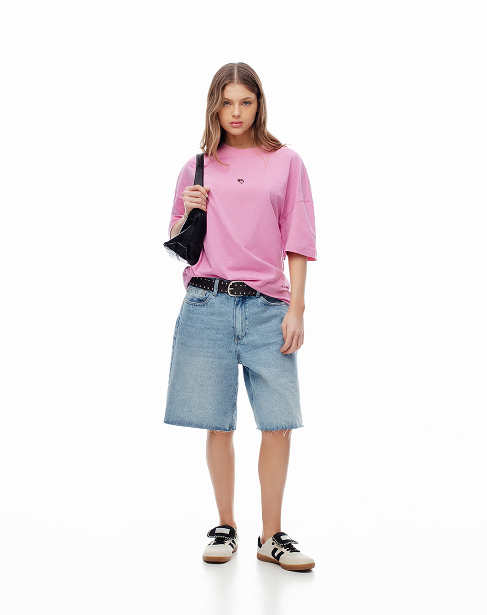 Camiseta regular algodón estampada rosa unisex