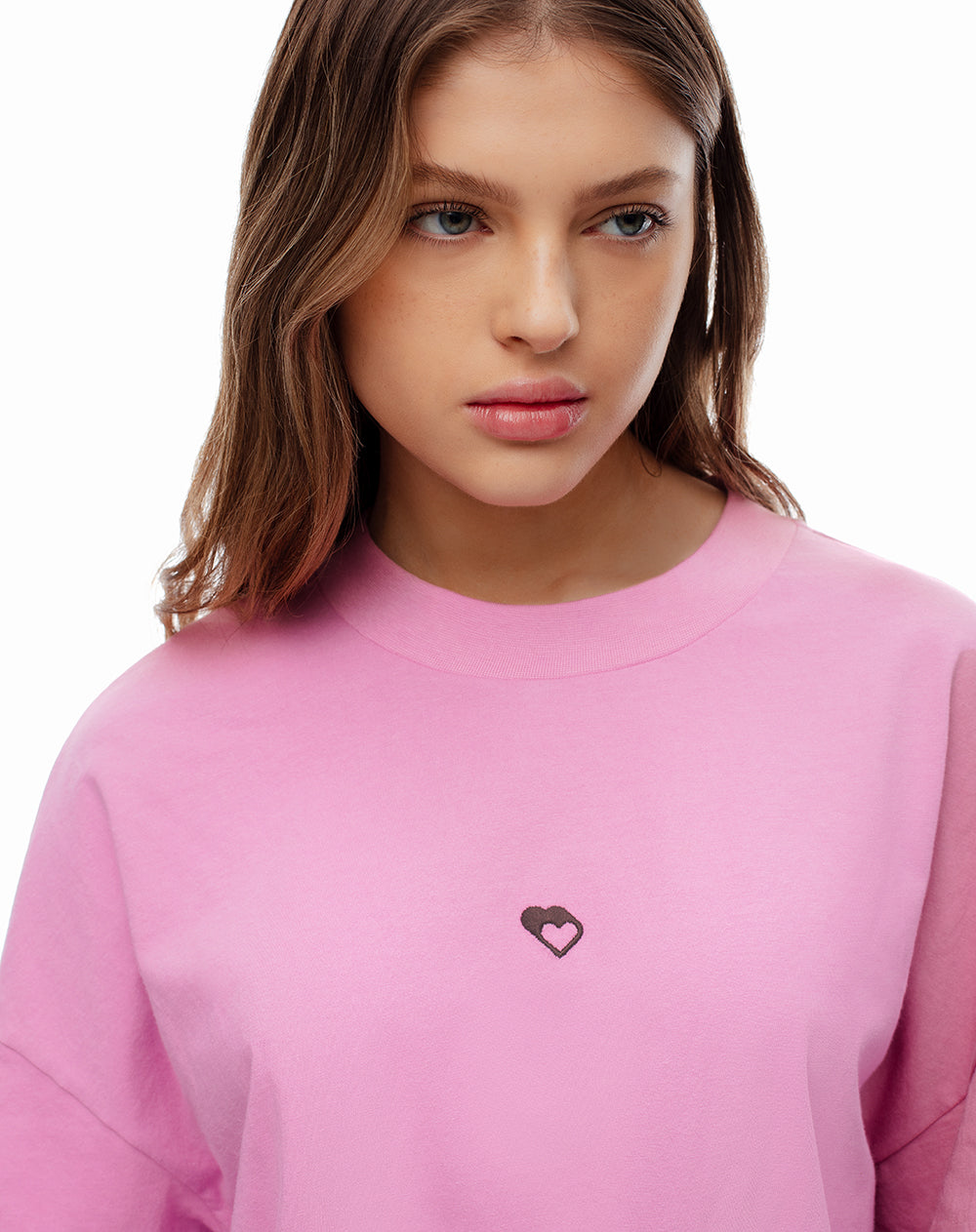 Camiseta regular algodón estampada rosa unisex