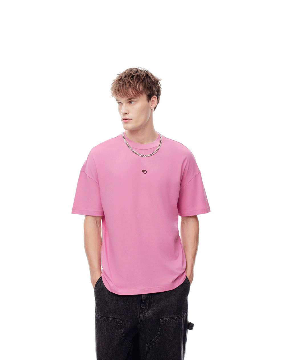 Camiseta regular fit manga corta rosada