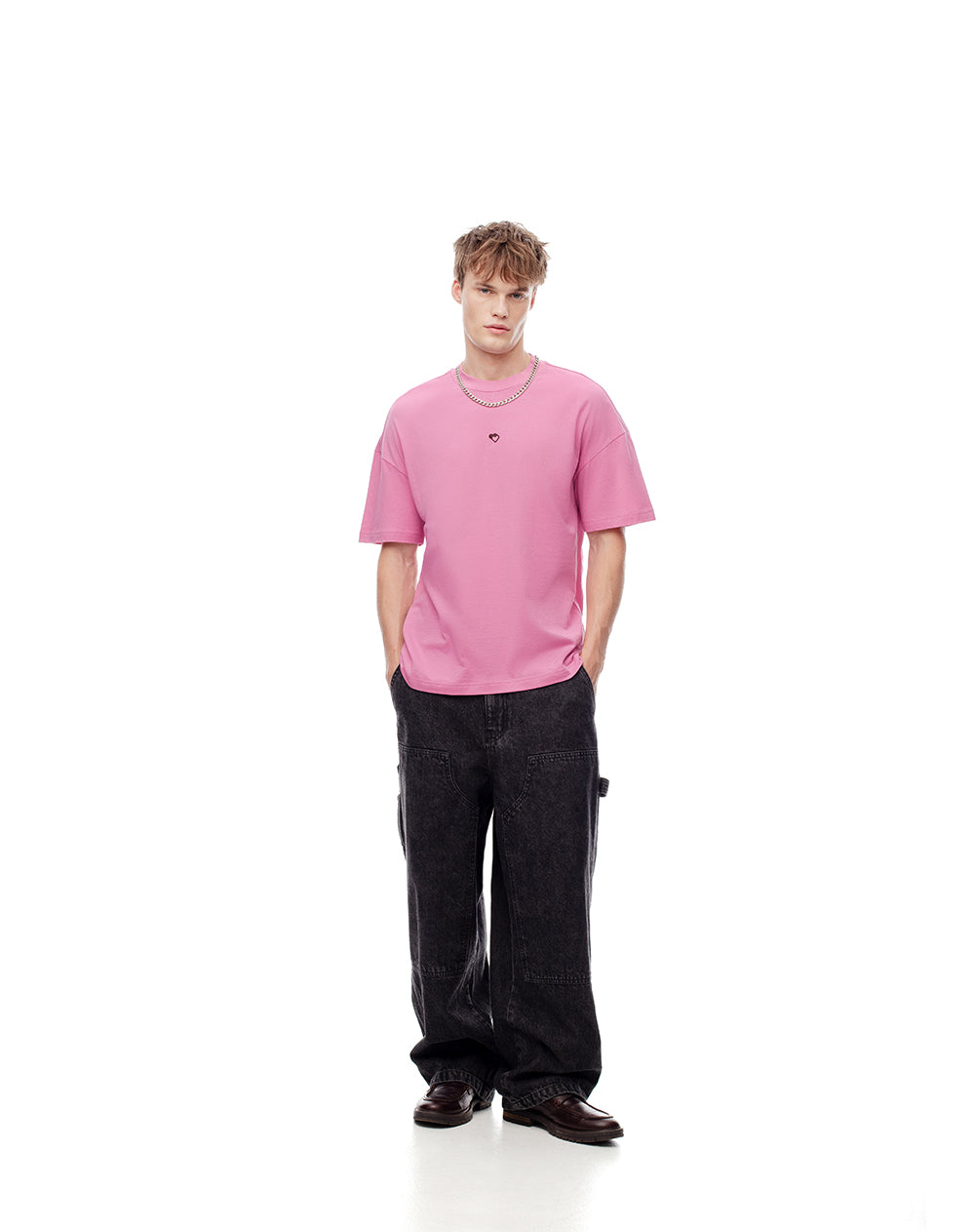 Camiseta regular fit manga corta rosada