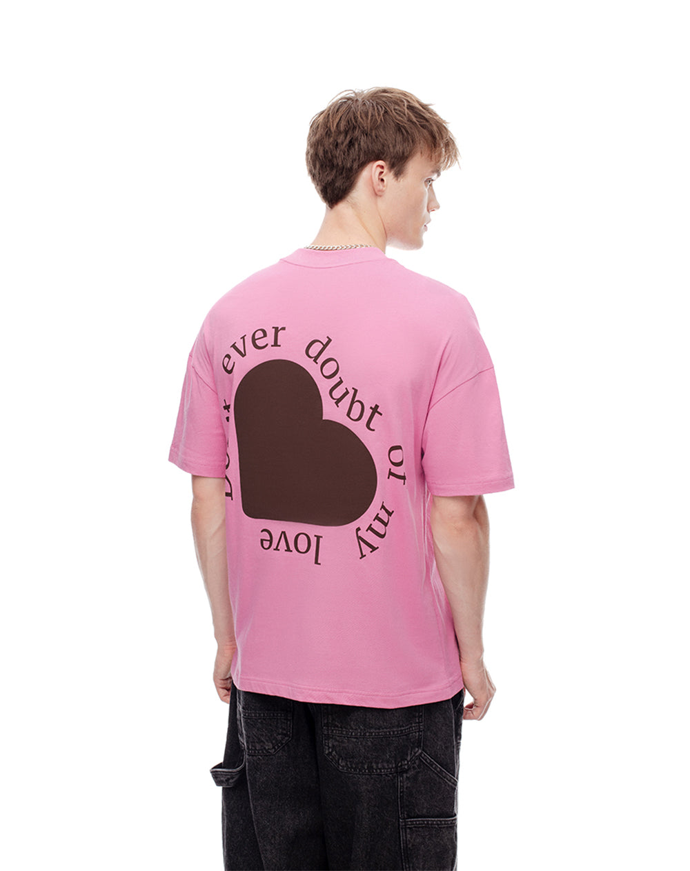 Camiseta regular algodón estampada rosa unisex