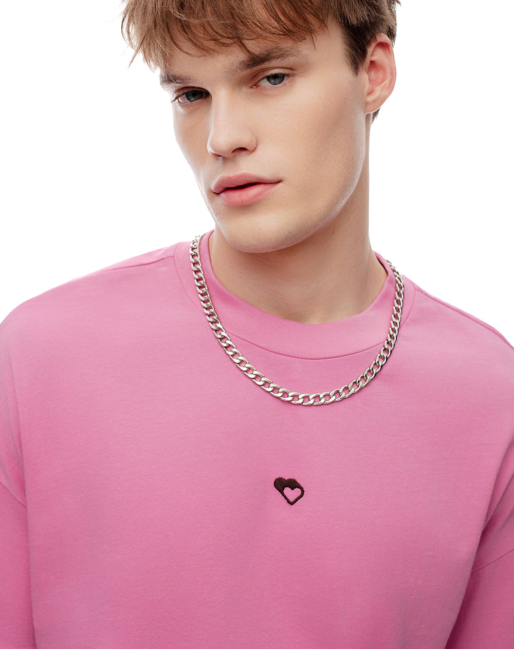 Camiseta regular algodón estampada rosa unisex