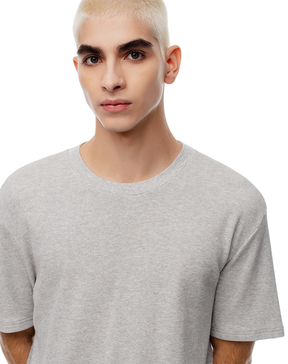 Camiseta oversized fit manga corta gris jaspeada
