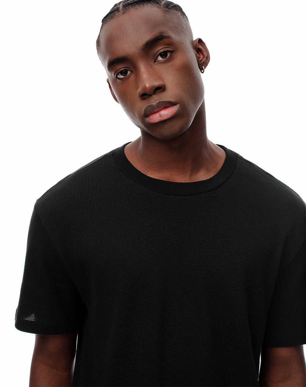 Camiseta algodón sostenible holgada negra para hombre