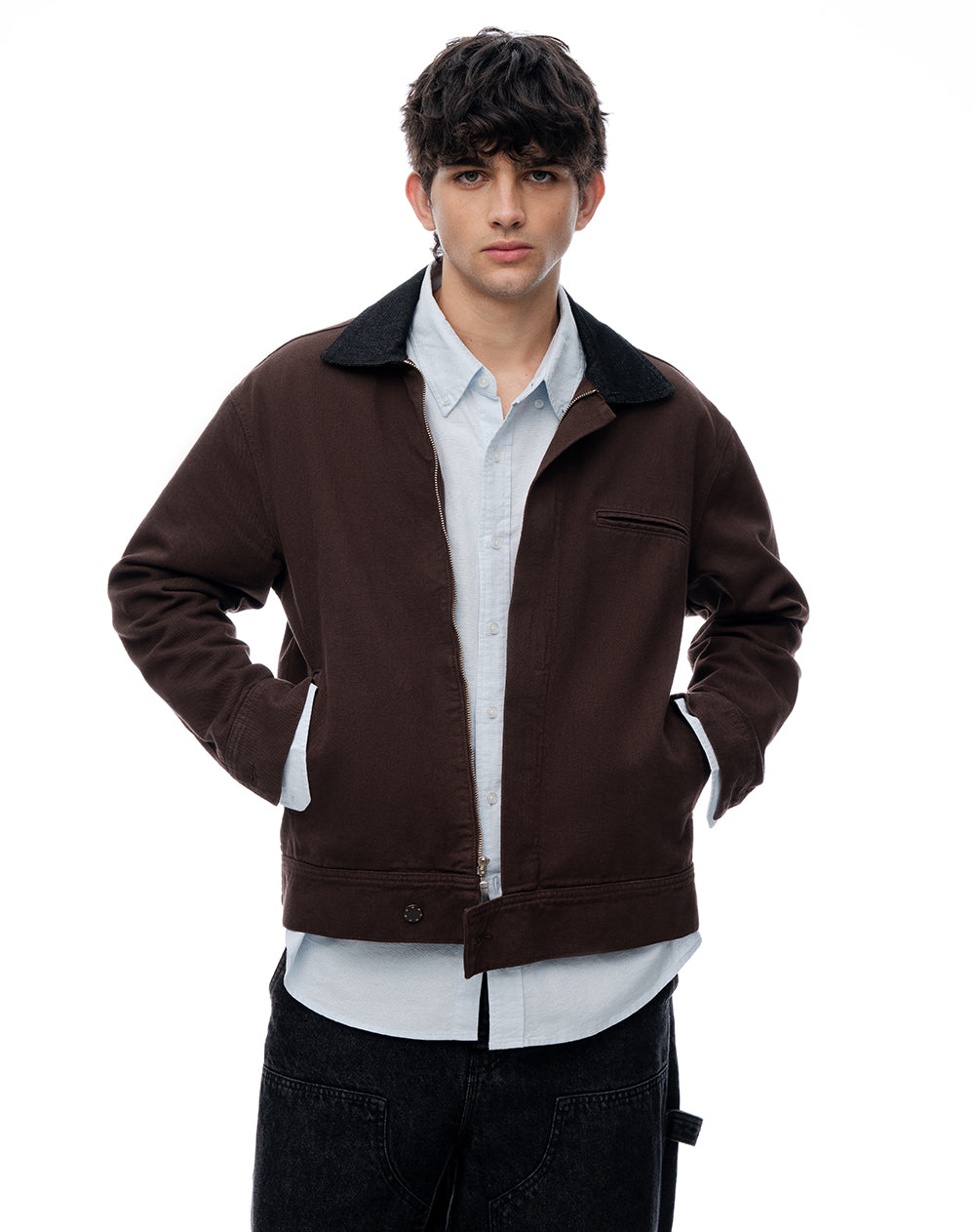 Chaqueta cazadora denim chocolate hombre