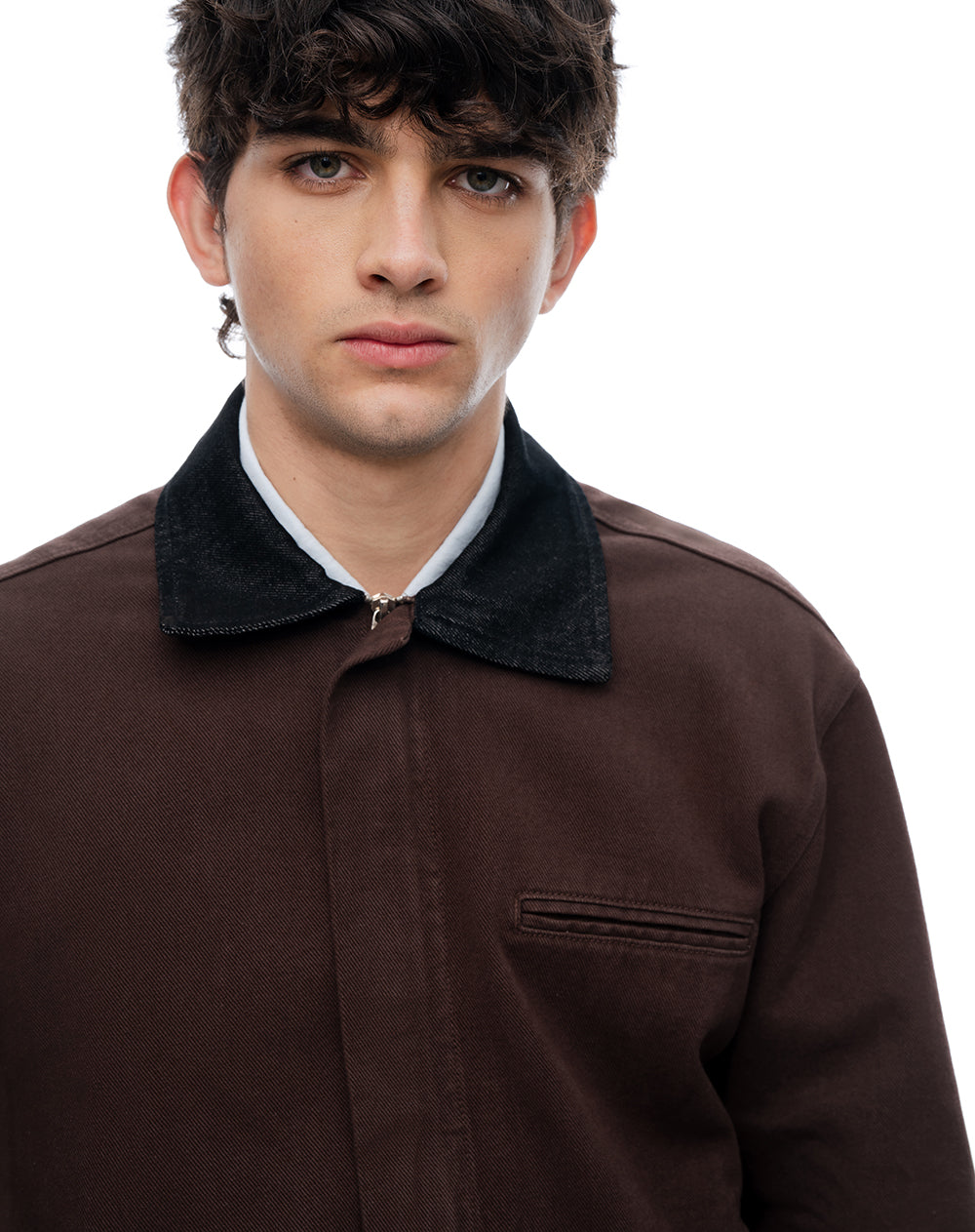 Chaqueta cazadora denim chocolate hombre
