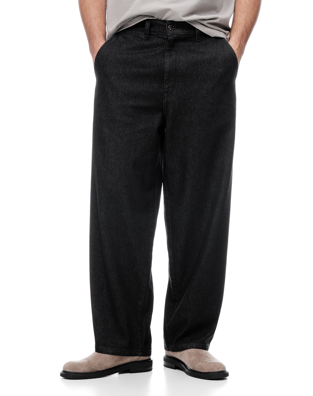Jean regular tiro medio negro hombre