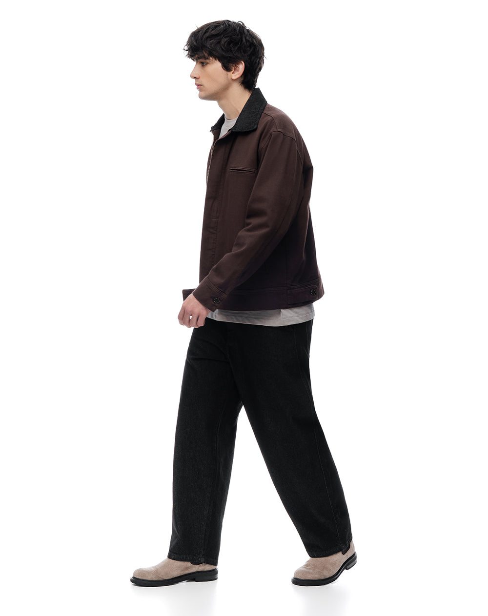 Jean regular tiro medio negro hombre