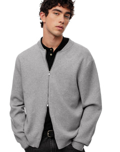Chaqueta bomber regular cierre doble gris hombre