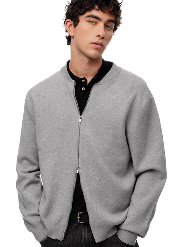 Chaqueta bomber regular cierre doble gris hombre