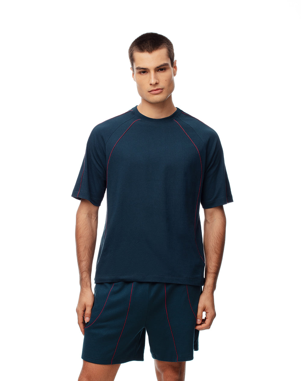 Camiseta relax algodón azul hombre