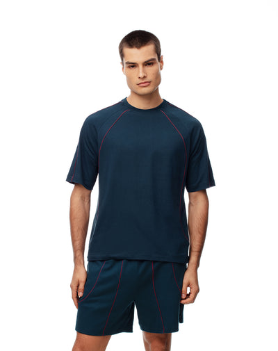 Camiseta relax algodón azul hombre