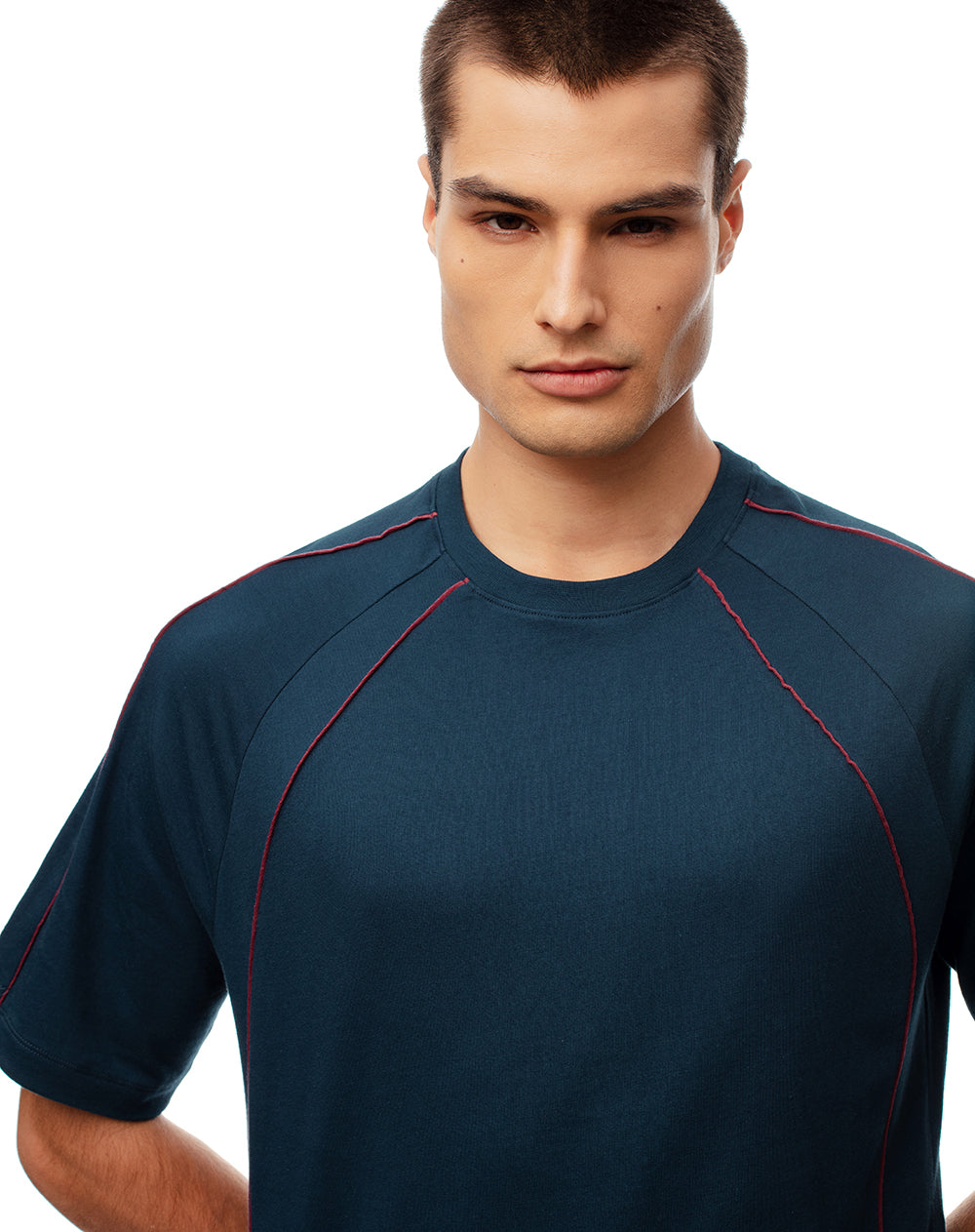 Camiseta relax algodón azul hombre