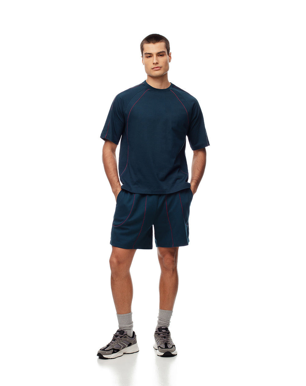 Camiseta relax algodón azul hombre