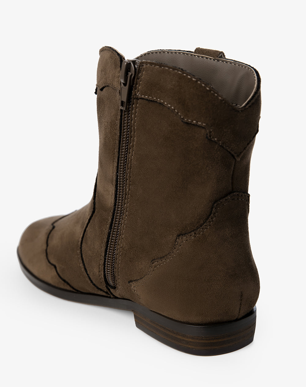 Botas tipo cowboy gamuzadas café niña