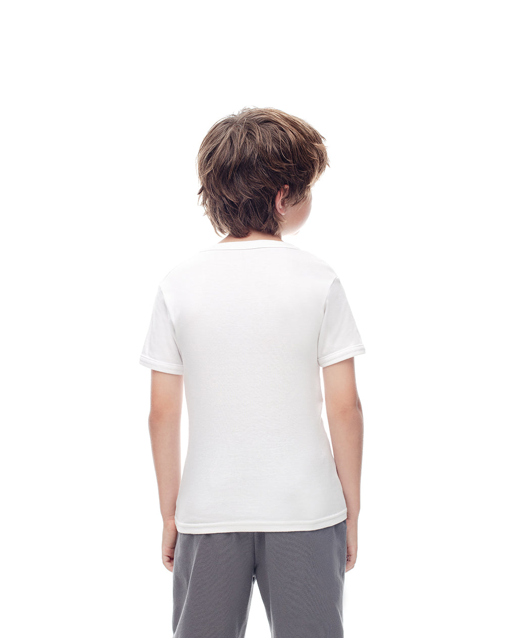 Camiseta slim algodón x2unds blanca niño