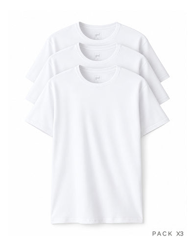 Camisetas slim algodón x3unds blanca hombre
