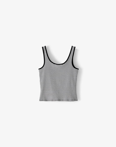 Pijama relaxed rib negro rayas mujer
