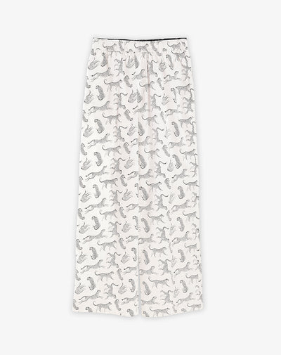 Pantalón regular tiro medio crudo estampado mujer