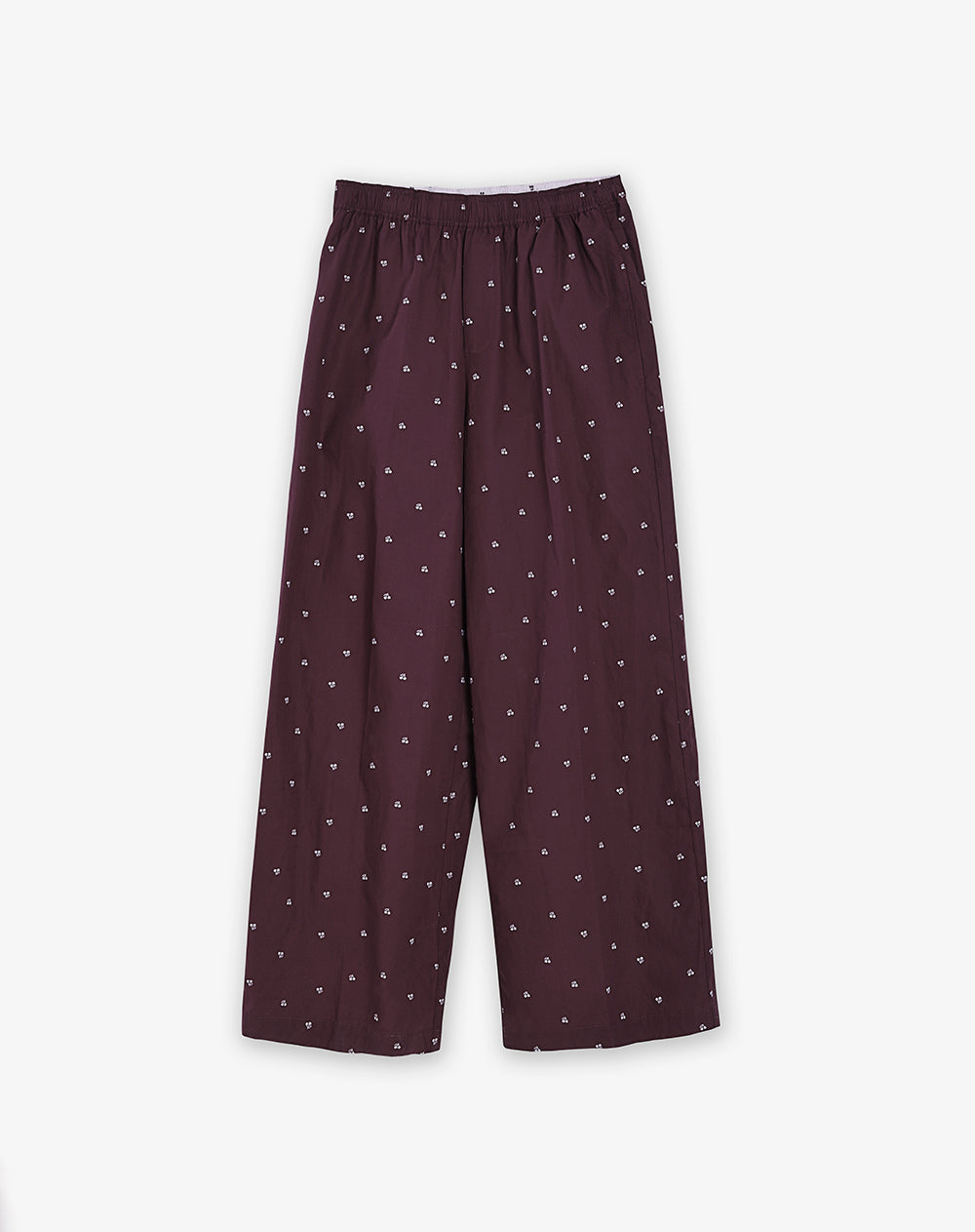 Pantalón regular tiro medio vino tinto estampado mujer