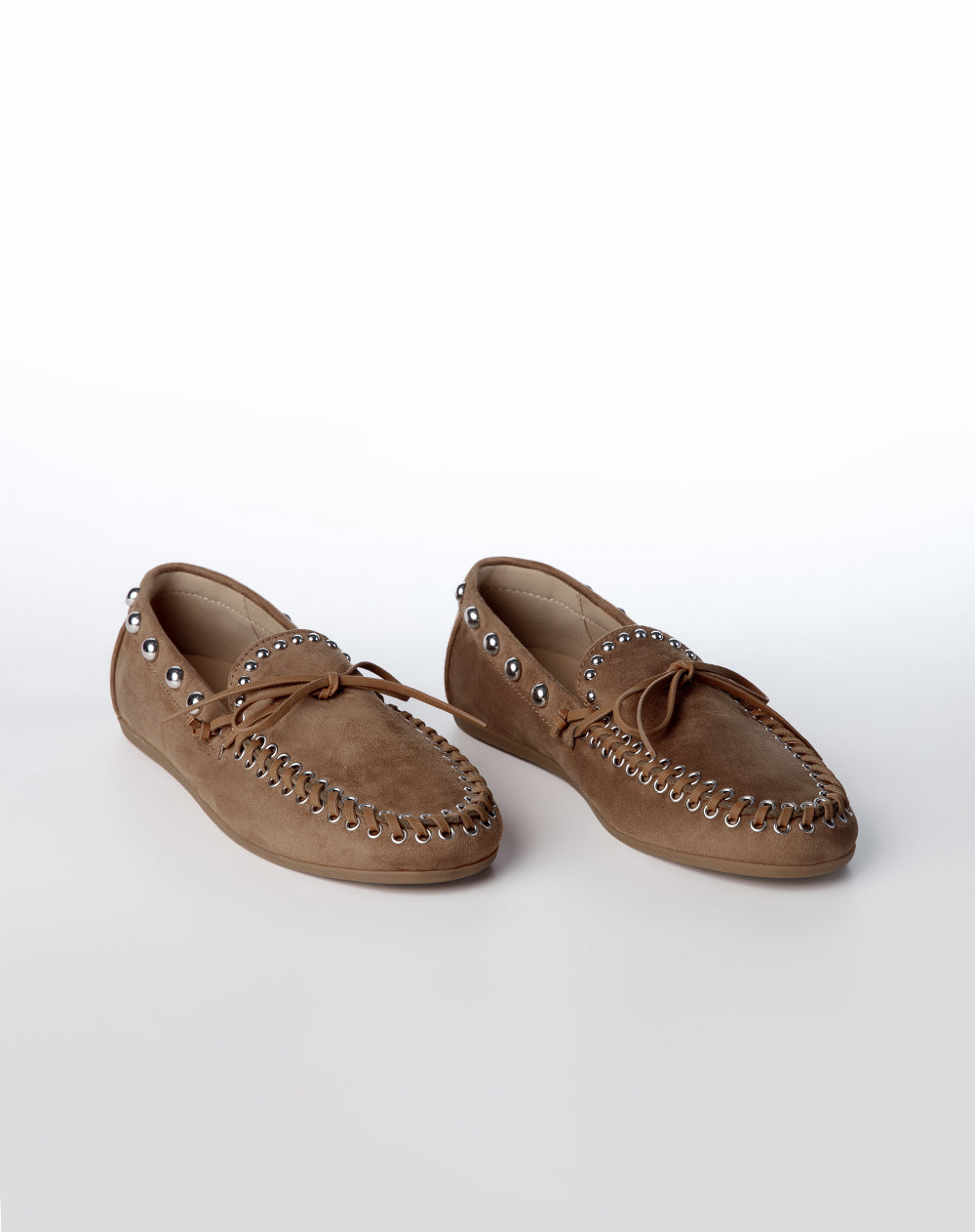 Mocasines tipo gamuza café mujer