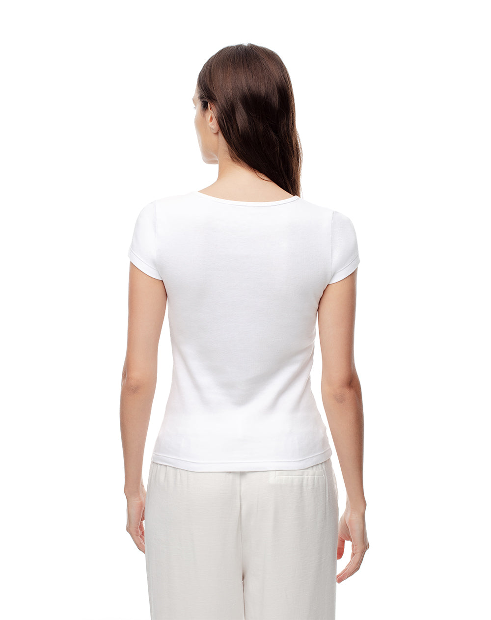 Pack x2 camiseta slim algodón rayas + blanco mujer