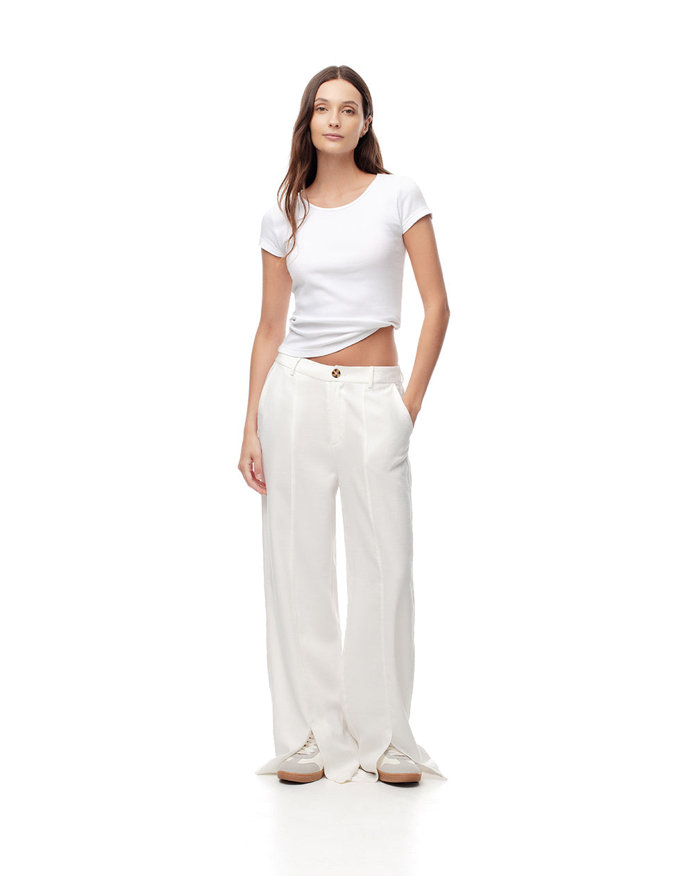 Pack x2 camiseta slim algodón rayas + blanco mujer