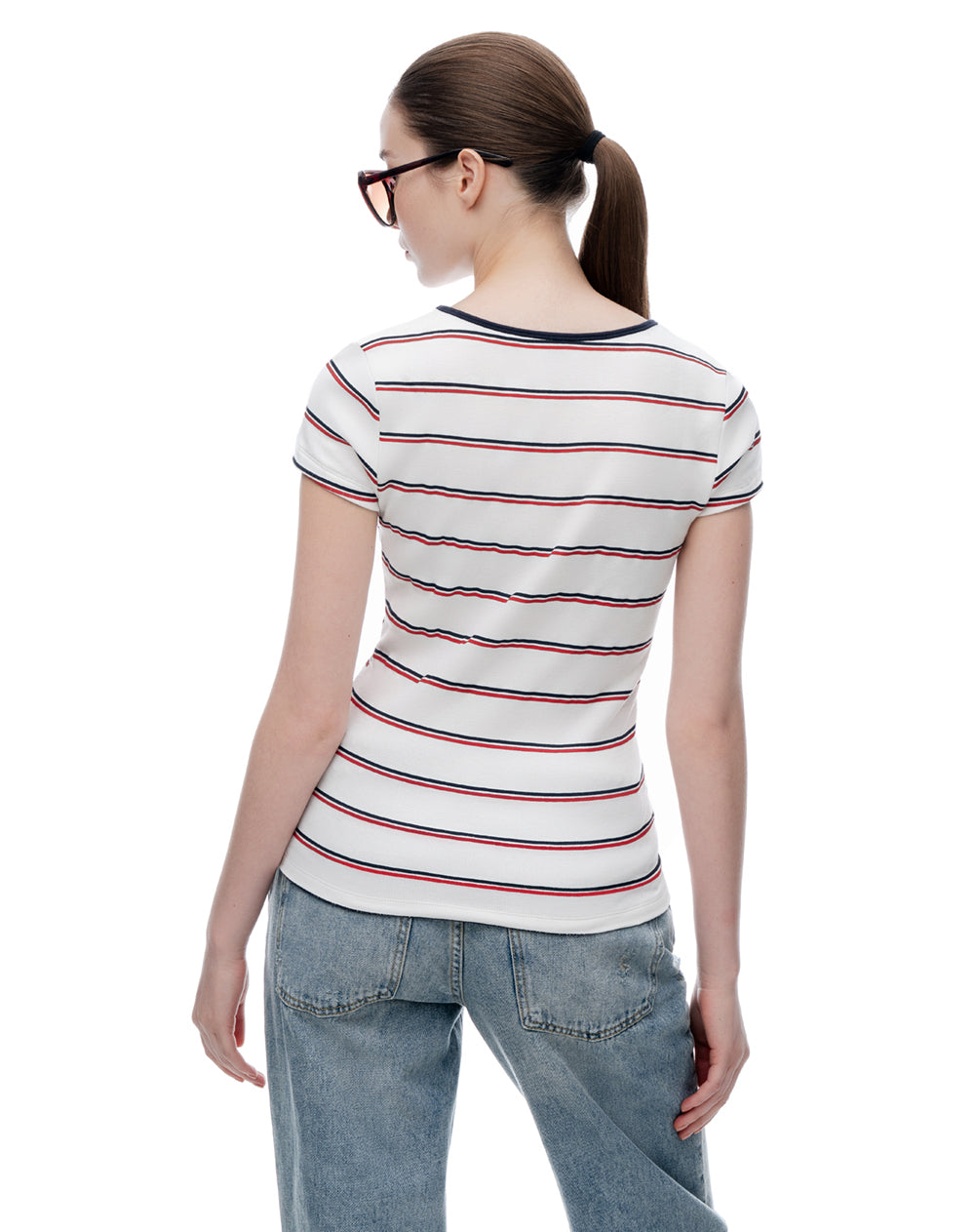 Camiseta slim algodón rayas mujer