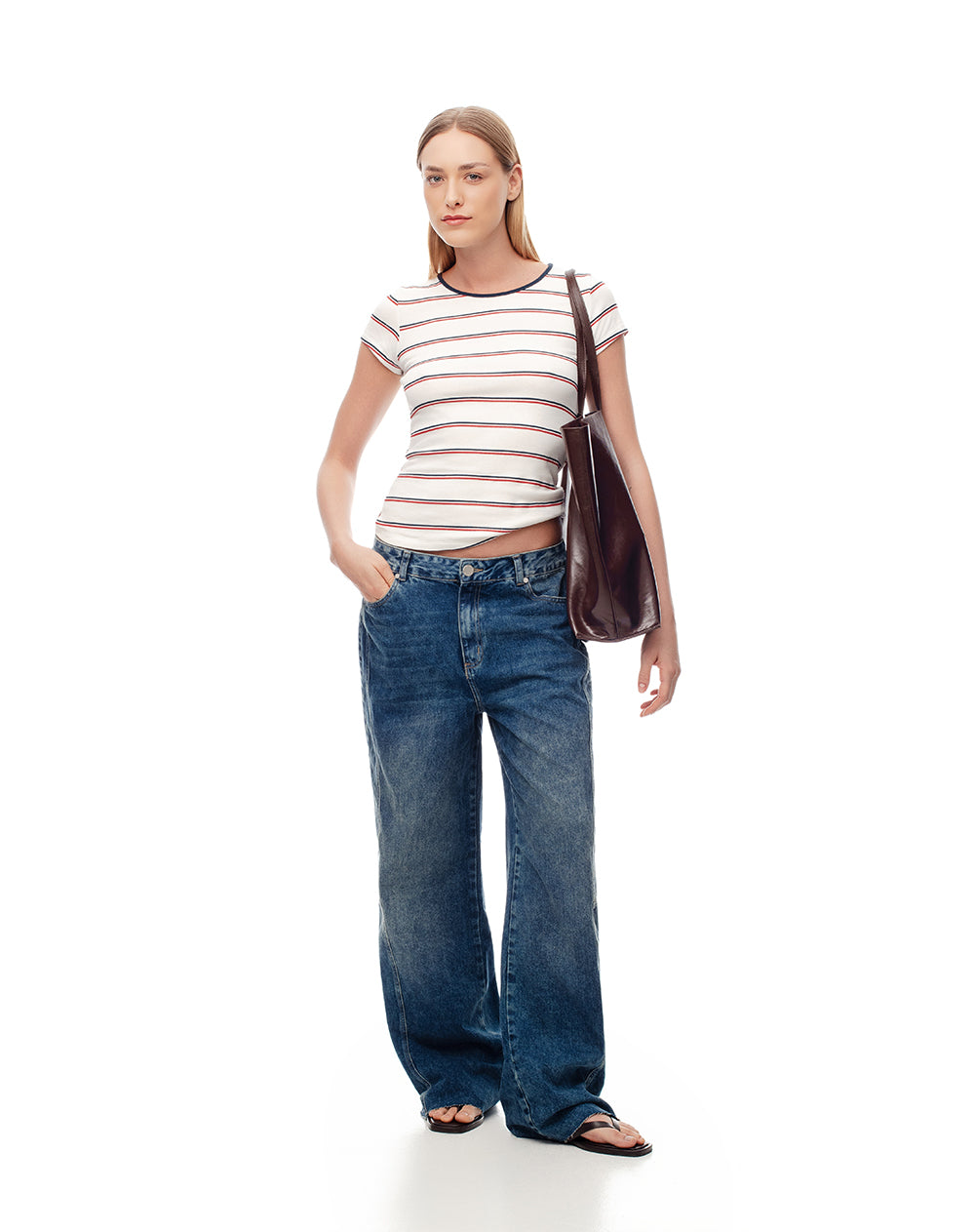 Camiseta slim algodón rayas mujer