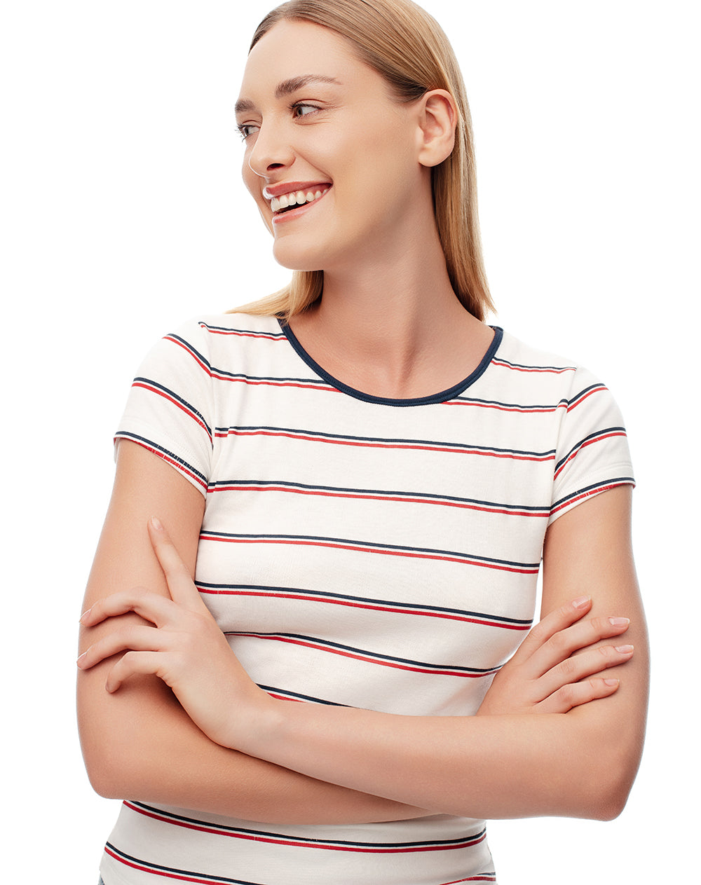 Camiseta slim algodón rayas mujer