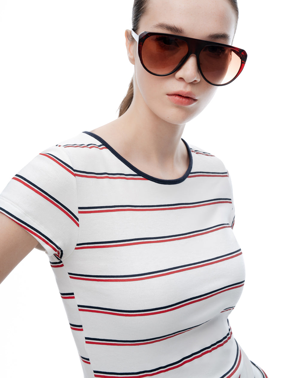 Camiseta slim algodón rayas mujer