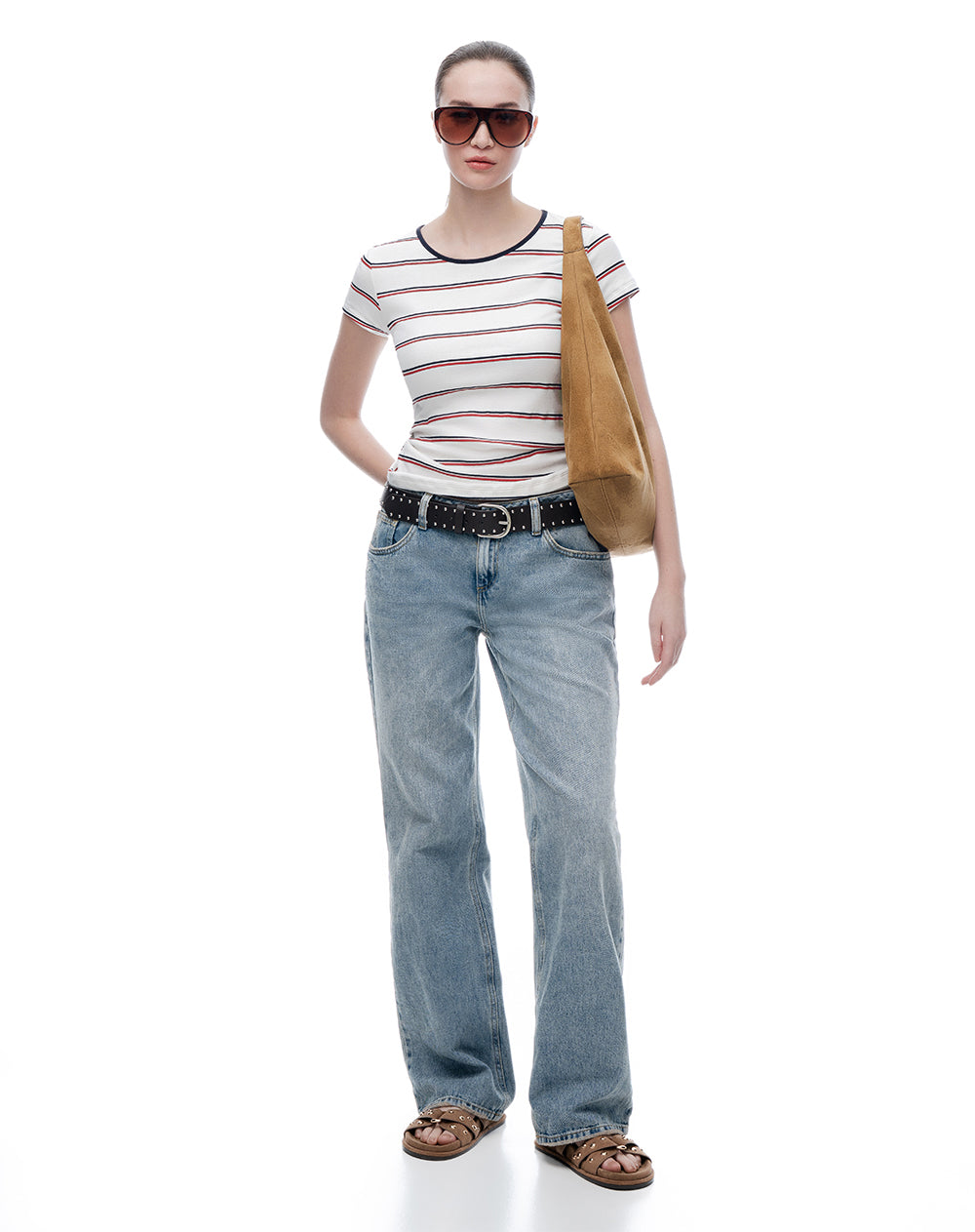 Camiseta slim algodón rayas mujer