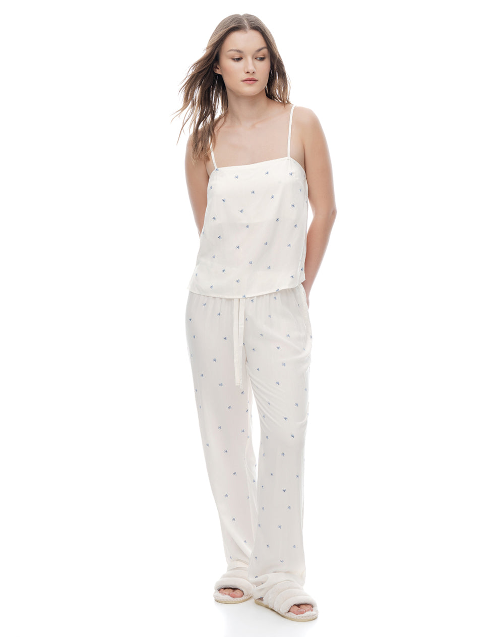 Camisa relaxed tiras blanco estampado mujer