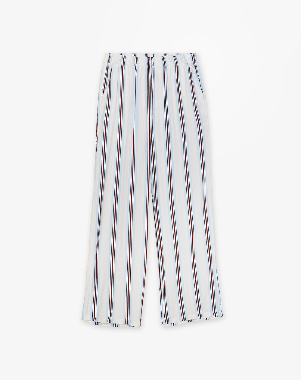 Pantalón relaxed tiro medio azul rayas mujer