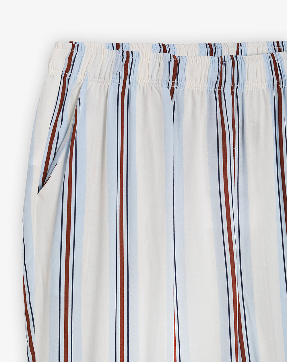 Pantalón relaxed tiro medio azul rayas mujer
