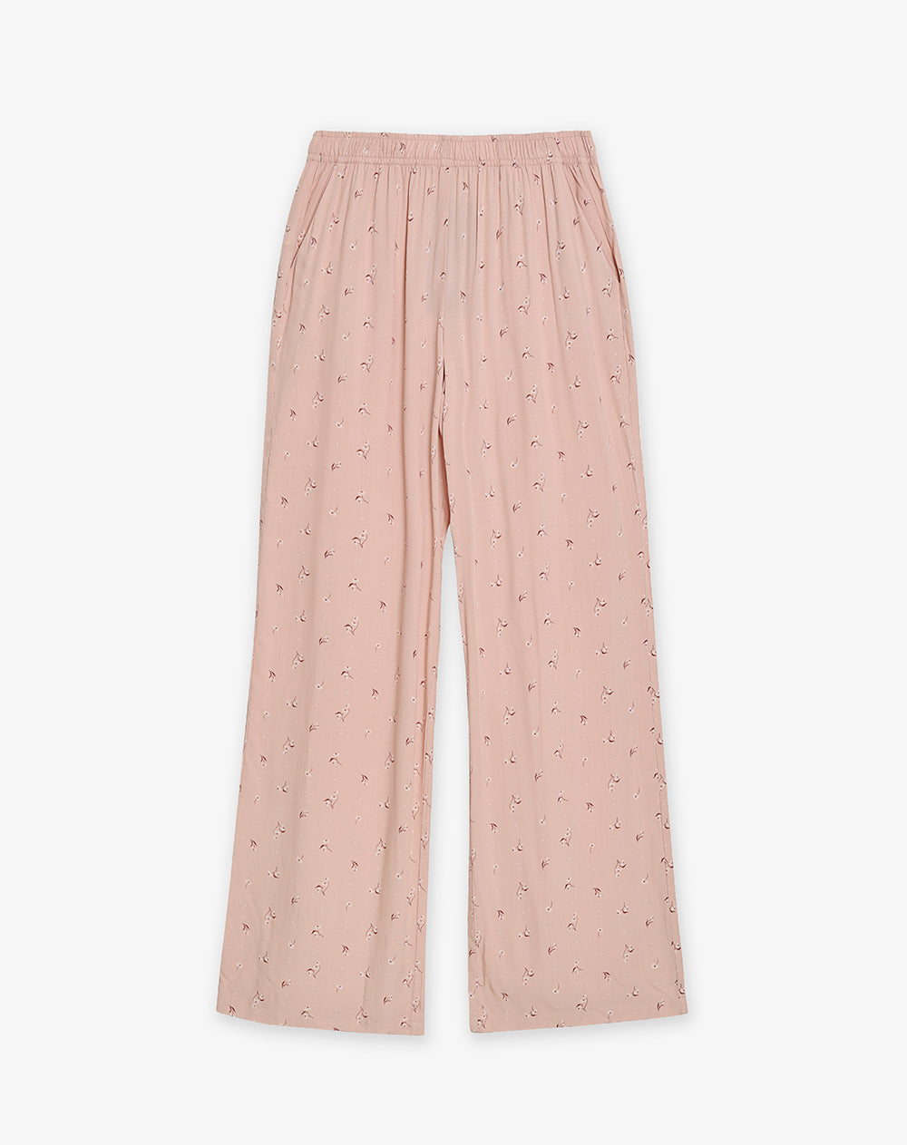 Pantalón relaxed tiro medio rosado estampado mujer