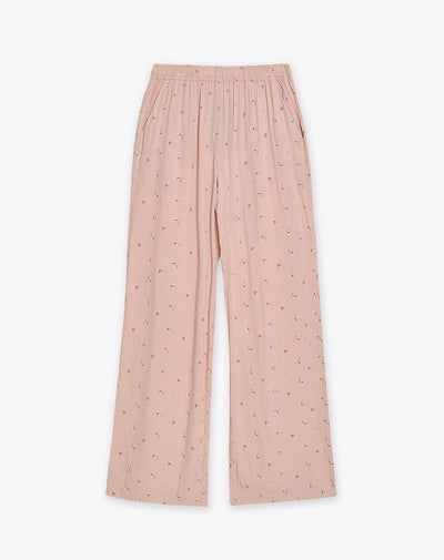 Pantalón relaxed tiro medio rosado estampado mujer