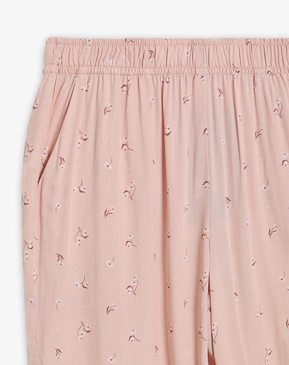 Pantalón relaxed tiro medio rosado estampado mujer