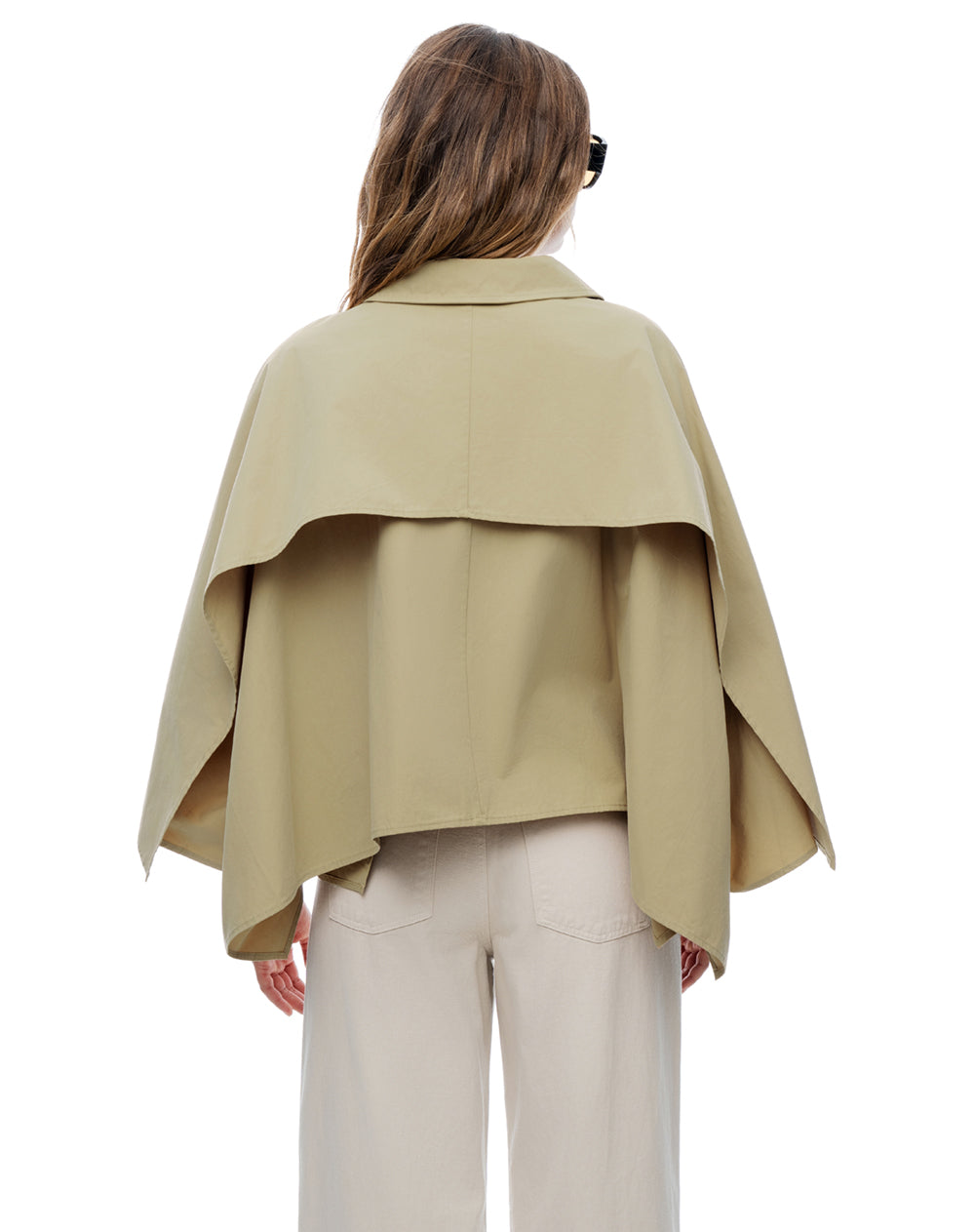 Chaleco tipo capa oversize drill café mujer